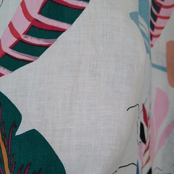 Cynthia Rowley 100% Linen Wide Leg Crop Tropical Print Pants - Picture 6 of 13